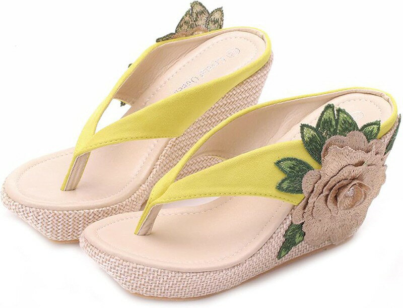 花柄 ビーチサンダル レディース ハイヒール サンダル 厚底 大きいサイズ プラットフォームサンダル ウエッジソール 美脚 ビーチ 海辺 夏 旅行 厚底サンダル サボサンダルパンチング 涼しい 歩きや