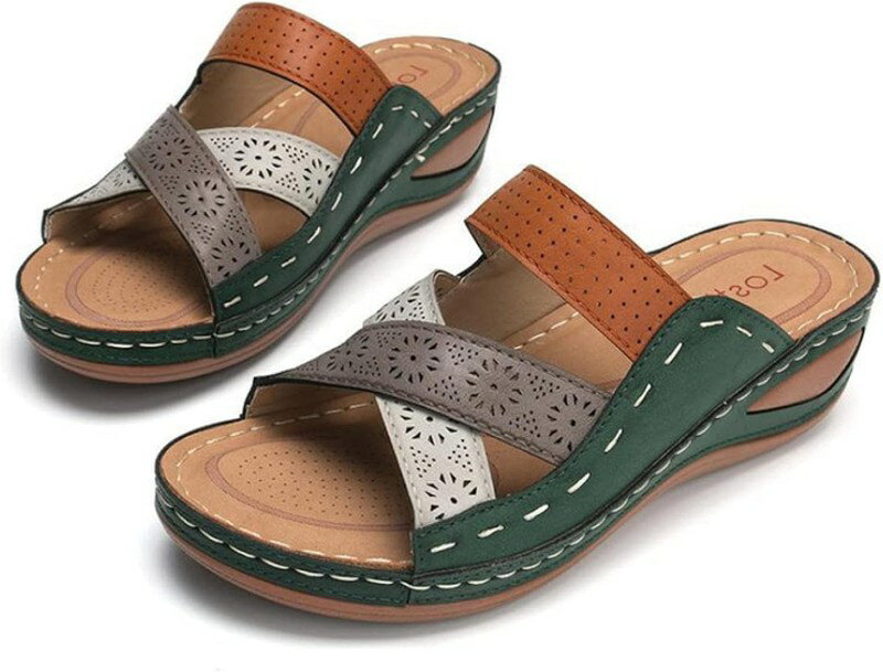 厚底 サンダル ミュール レディース 靴 おしゃれ クロスベルト バイカラー サボ シューズ オープントゥ ウェッジソール すべり止め ローヒール 歩きやすい 美脚 スリッパ靴 前開きサンダル 魅力