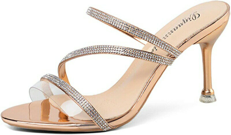 サンダル ミュール ハイヒール おしゃれな 結婚式 美脚 セクシー サンダル ドレス 7センチヒール ストラップ 歩きやすい 大きいサイズ ピンヒール キャバ パーティー 靴 シューズ オフィスサンダ