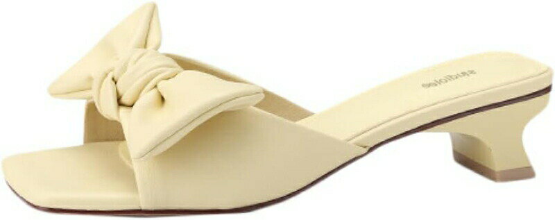 レディース リボン付き ミュール チャンキーヒール ハイヒール 歩きやすい 痛くない 疲れない オフィス 結婚式 滑り止め 楽ちん 二次会 結婚式 披露宴 春 夏 シューズ 靴 大きいサイズ キャバサ