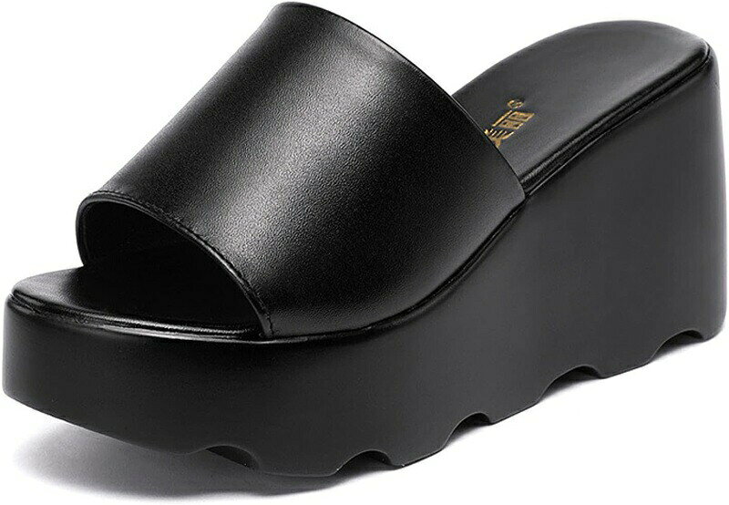 ハイヒール ウエッジソール サボ サンダル ミュール ウェッジヒール 低反発 履きやすい 歩きやすい 8センチ ヒール シンプル スムース 黒 厚底 小さいサイズ 靴 痛くない ウエッジヒール 春夏