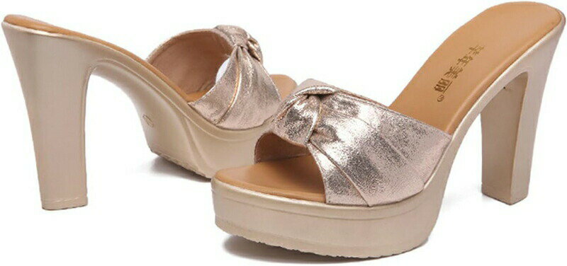 プラットフォーム リボン サンダル ミュール ハイヒール 10cm 太ヒール 厚底サンダル パーティー クラブ レディース スリッパ 歩きやすい 痛くない グリッター キャバ 結婚式 2次会 厚底 美