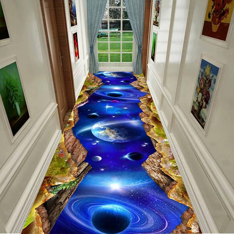 廊下敷きカーペット ロングマット すべり止め 洗える 廊下 絨毯 防ダニ カラー インテリア 宇宙柄 キッチンマット 大きいサイズ 防カビ 防臭 床暖房対応 騒音対策 ラグカーペット 会議室 廊下敷