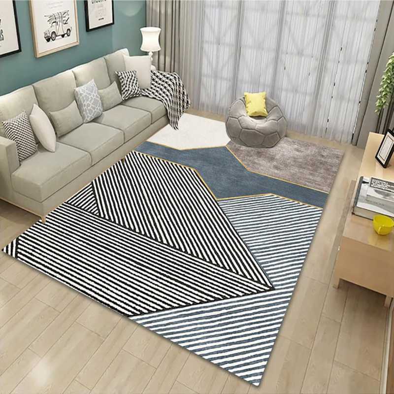 ラグ 幾何学模様 カラー9 ラグマット 滑り止め付 冷房対応 抽象的 洗濯機で洗える ホットカーペット対応 ラグ インテリアマット おしゃれ 子供部屋 寝室用 抗菌 年中 100x120cm 小さなカ