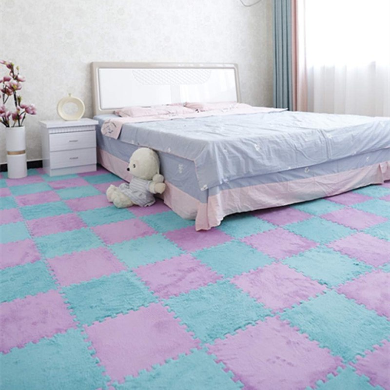 起毛ジョイントマット ふわふわ 10枚セット ラグ カーペット 保温防寒 床暖房対応 タイルカーペット ジ..