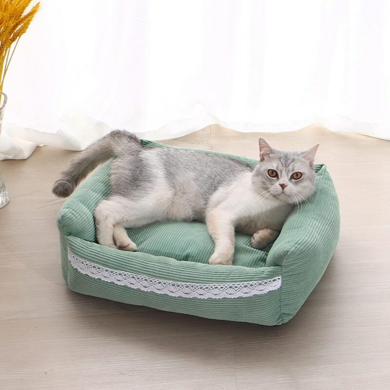 ペットベッド 猫 犬 クッション 通年使える ふわふわ スクエア型 寝心地 猫用ベッド オールシーズン 快適 柔らかい 洗える 休み場 中型犬用 犬 M 猫用ベッド レッド ペット用寝袋 キャットベッ