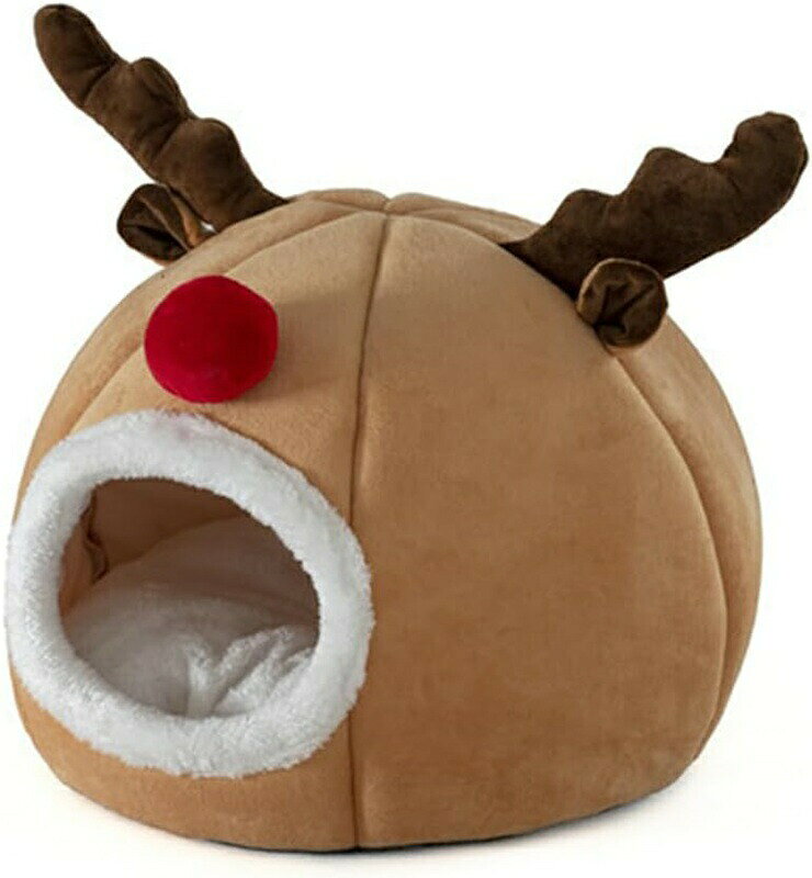 冬用 猫ベッド 犬ベッド ペットベッド トナカイ 暖かい 猫ハウス もこもこ ドッグクッション 小型犬 キャットハウス おしゃれ 35*30cm 滑り止め 洗える ぐっすり眠る 寒さ対策 保温防寒 ブ