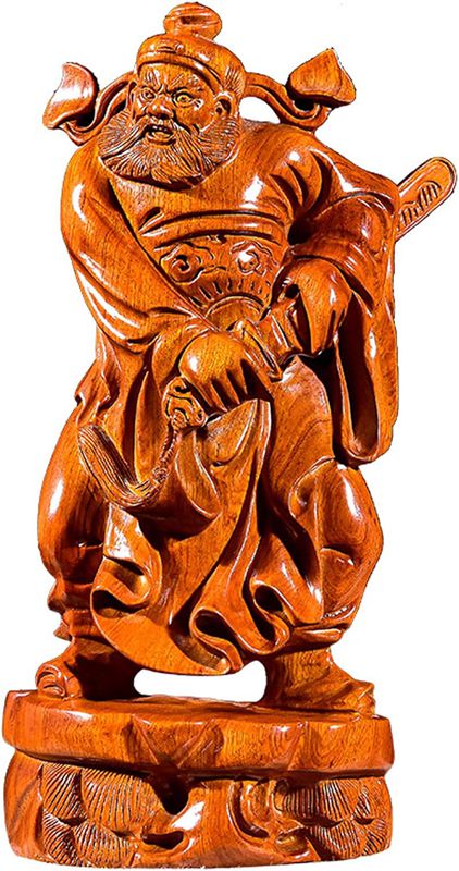鍾馗様【鍾馗・鎮宅聖君】厄除けの神 仏像 神像 鍾天師 立像 高級木彫り 手作り 木製 フィギュア 【オブジェ 置物】疫病退散 厄災除け 風水 金運 開運 財運 商売 繁盛(Size:高さ20cm C