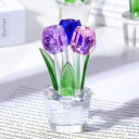 クリスタル フラワー置物 水晶花 オブジェ 枯れない花 造花 チューリップ 花飾り タイプ7 ガラス細工 ガラスの置物 雰囲気作り インテリア 飾り 小物 お祝い F デート用 ホワイトデー 誕生日