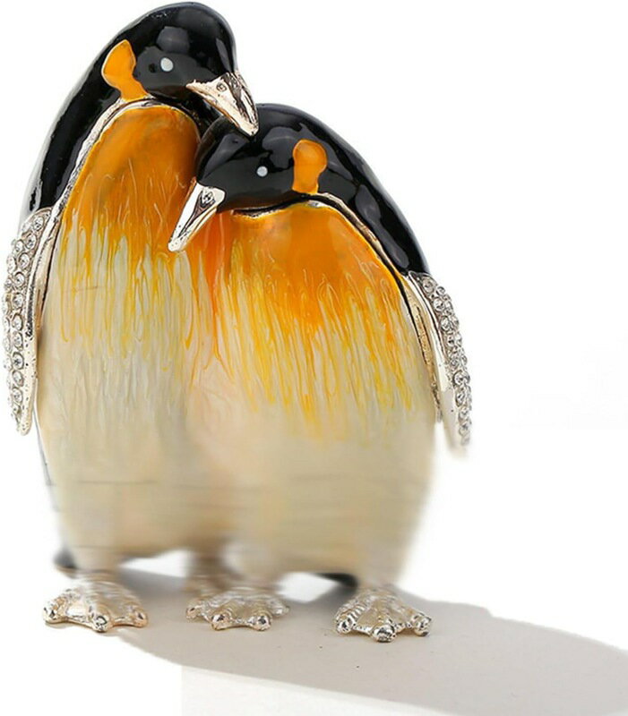 かわいいのペンギンの置物 ジュエリーボックス 合金製 トリンケットボックス 小物入れ 動物彫像 工芸品..