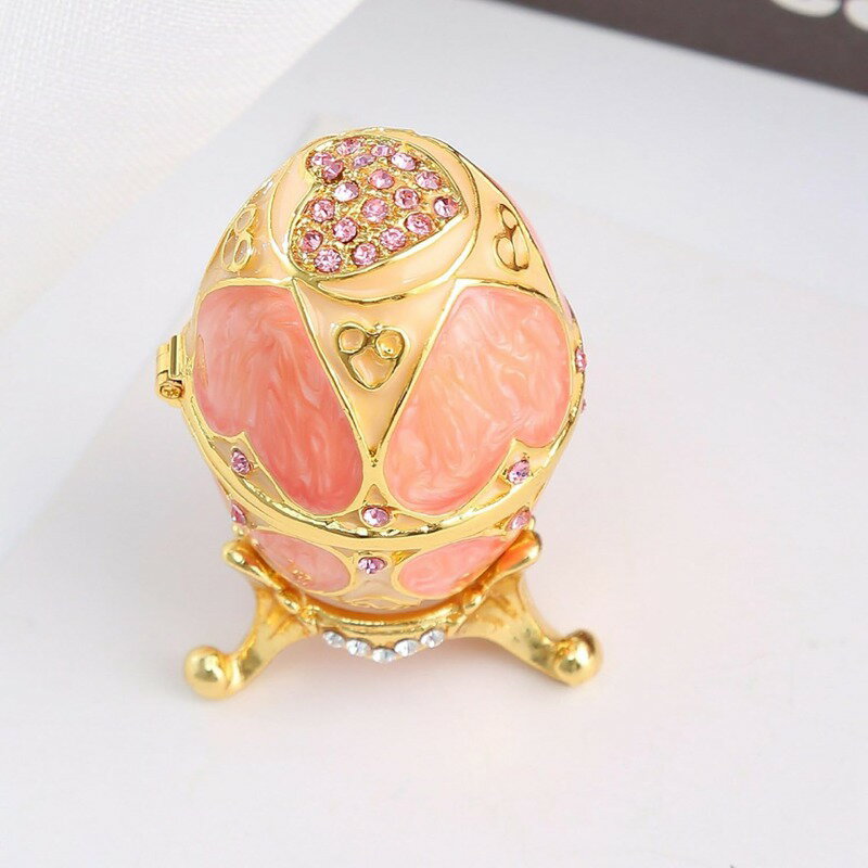 イースターエッグジュエリーボックス 合金製 クリスタルトリンケットボックス オーナメント インテリア 宝石箱 簡単DIY ボックス ケース 収納箱 小物入れ 置物 保管 ホーム デコレーション