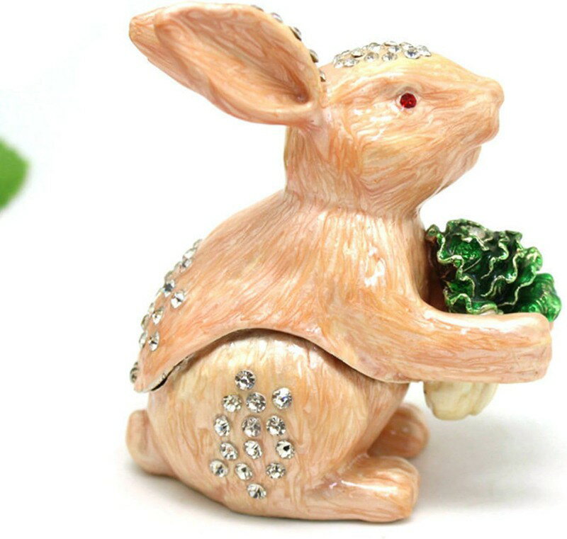兎 うさぎ 置物 干支 卯 クリスタル合金製動物 招財 風水 商売繁盛 トリンケットボックス 金運アップ ..