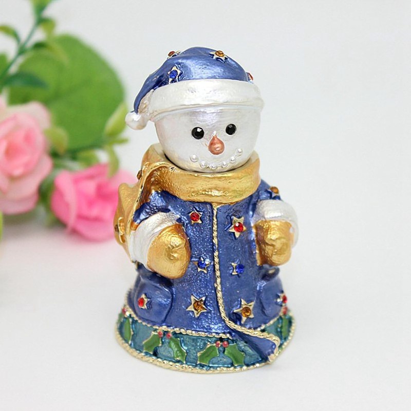雪だるまジュエリーボックス 琺瑯彩 合金製 クリスタル トリンケットボックス 癒しグッズ 装飾品 小物入れ 置物 かわいい インテリア雑貨 オーナメント 子供 彼女 記念日 クリスマスプレゼント