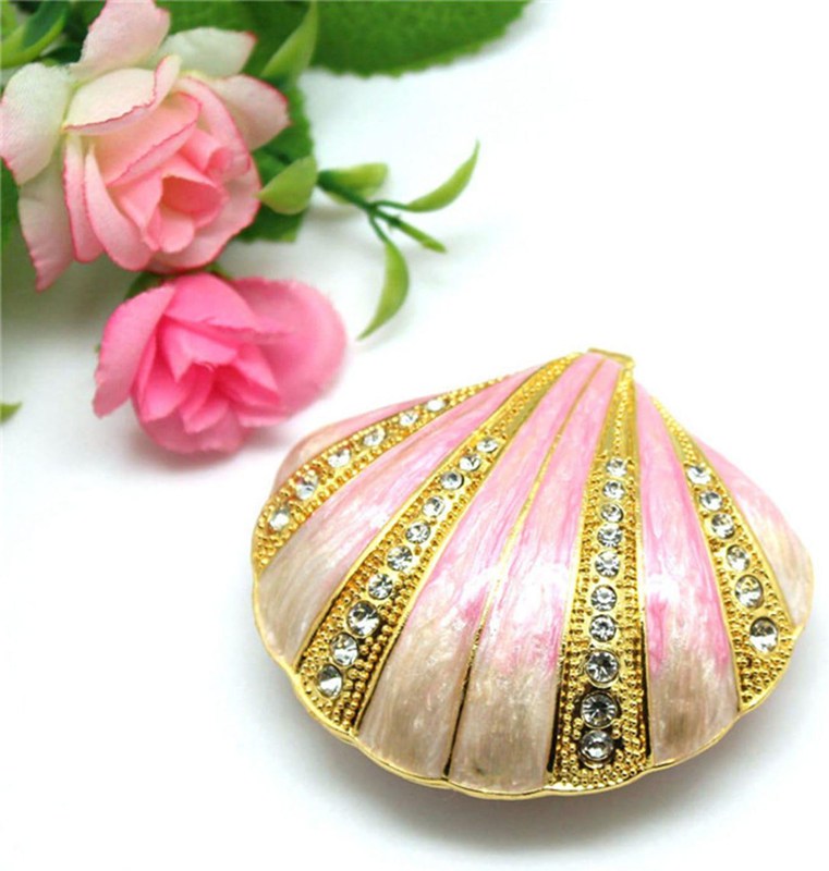 貝殼 置物 ジュエリーボックス 合金製 クリスタル トリンケットボックス 可愛い おしゃれ 装飾品 ミニチュア収納ケース エナメル ボックス インテリア 女性 娘 母の日 ギフト プレゼント 卒業式
