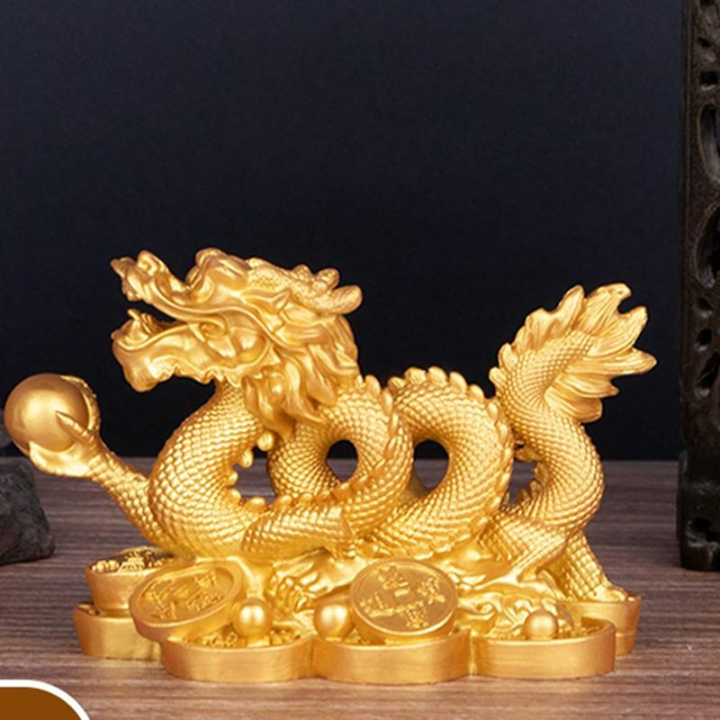 龍の置物 風水 五本爪 銭龍 竜 金龍 商売繁盛 金運アップ 風水グッズ 開運グッズ 昇運 機運上昇 幸運 金運 干支飾り 厄除け お守り 店飾り オフィス 観賞用 置物 玄関 部屋 金色(8*4.5