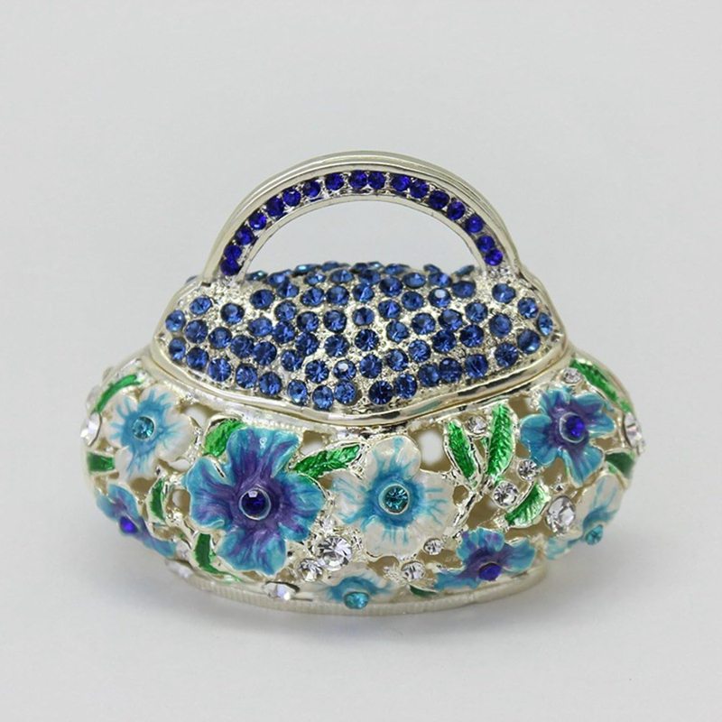 クリスタルキャリングケース ジュエリーケース トリンケットボックス 琺瑯彩 置物 ジュエリー収納 オー..