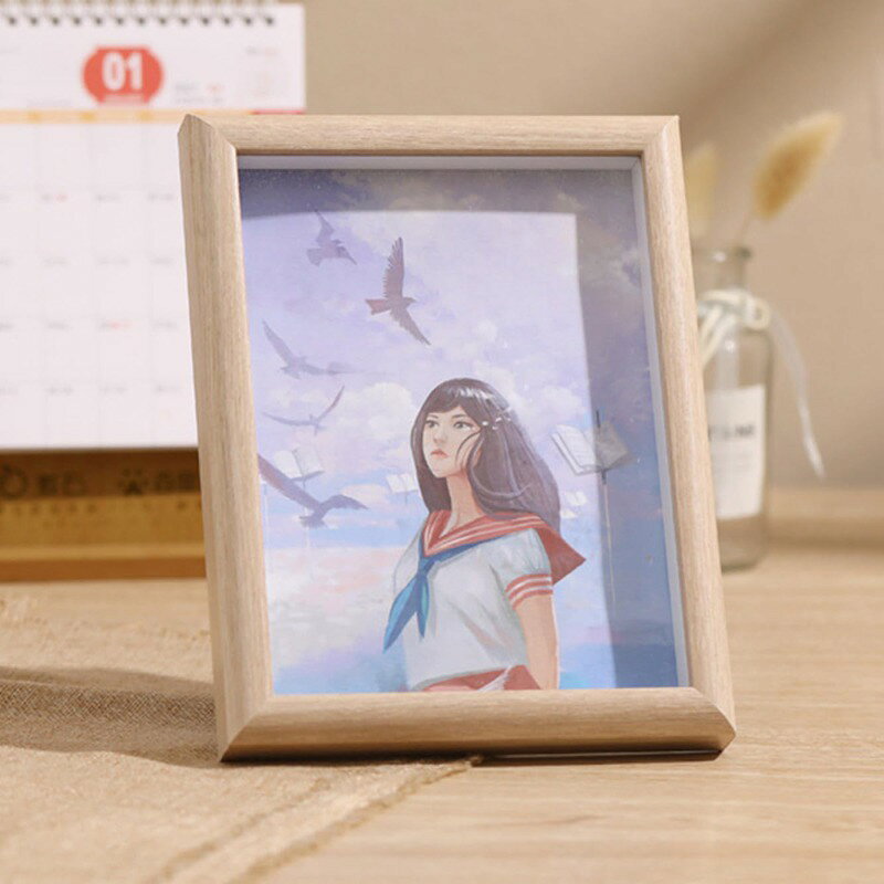 木製 フォトフレーム はがきサイズ レクト ネイビー 壁掛け 写真立て 写真たて フォトスタンド フレームL判 ポストカードサイズ ハガキ 10.3*15.8cm 葉書 ウッド 木調 雑貨 四角 長