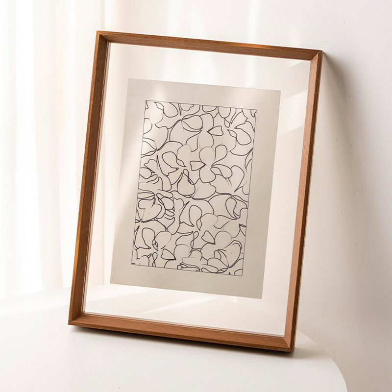 フォトフレーム ガラスフレーム ブラウン A4サイズ 25.3*25.3cm 写真立て ポストカード 木製 おしゃれ ..