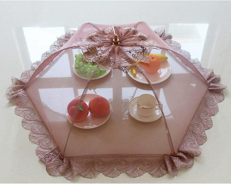 フードカバー 食卓カバー 70Cm-B レース 刺繍 傘形 長方形 円形 ランチパラソル 多角形 無地 欧米風 北..