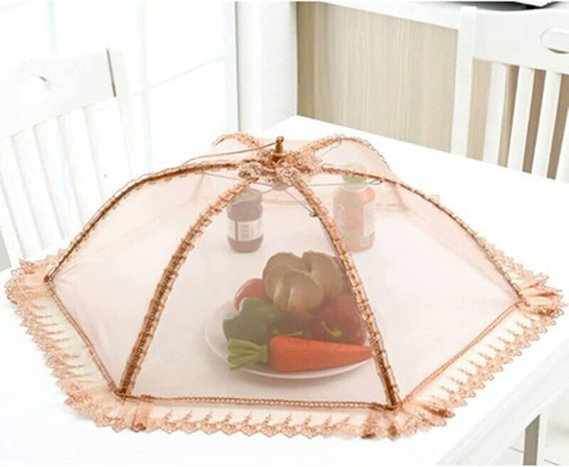 フードカバー 食卓カバー 折り畳み式 通気 虫よけ 埃よけ ホコリよけ キッチンパラソル 洗える おしゃれ 欧米風 蝿帳 傘形 收納便利 キッチン用品