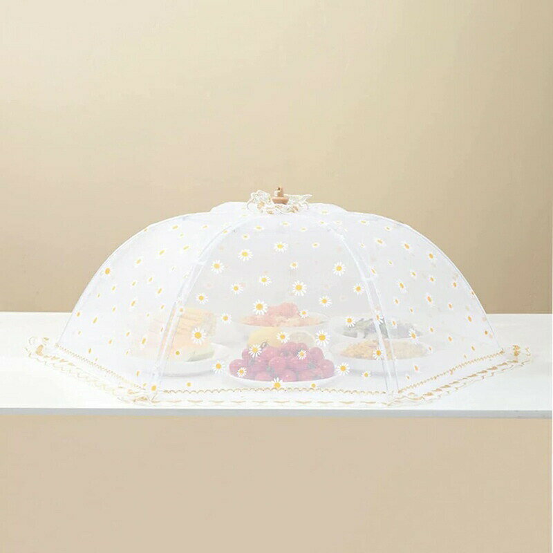 フードカバー 食卓カバー 80cm 虫よけ 埃よけ ホコリよけ 折り畳み式 キッチンパラソル 洗える 通気 おしゃれ 蝿帳 食卓傘 收納便利 キッチン用品 ホワイト