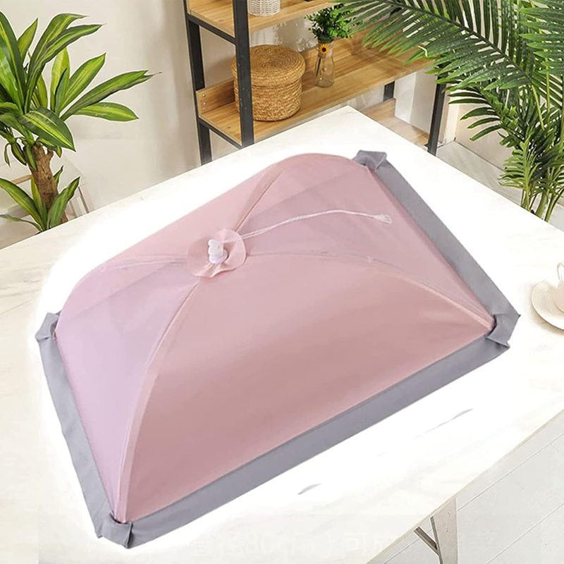 フードカバー 食卓カバー 70*50cm キッチンパラソル 洗える 折り畳み式 虫よけ 埃よけ ホコリよけ 通気 おしゃれ 蝿帳 食卓傘 收納便利 キッチン用品 ピンク