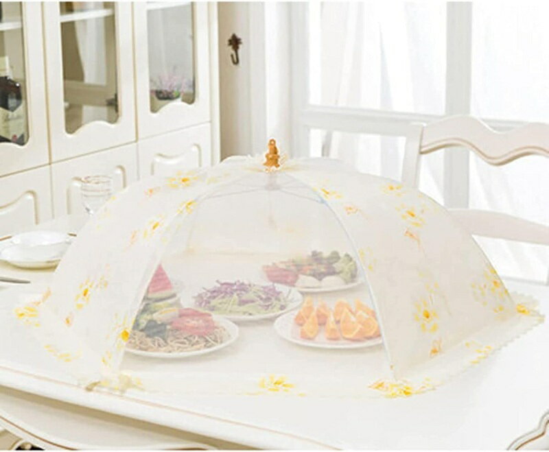 フードカバー 食卓カバー 65cm キッチンパラソル ひも付き 宮廷風 フリル サマー おしゃれ 花柄 刺繍 レース 虫除け ランチ用カバー ピクニック 折りたたみ可 簡単収納 食卓用 台所用品 通気