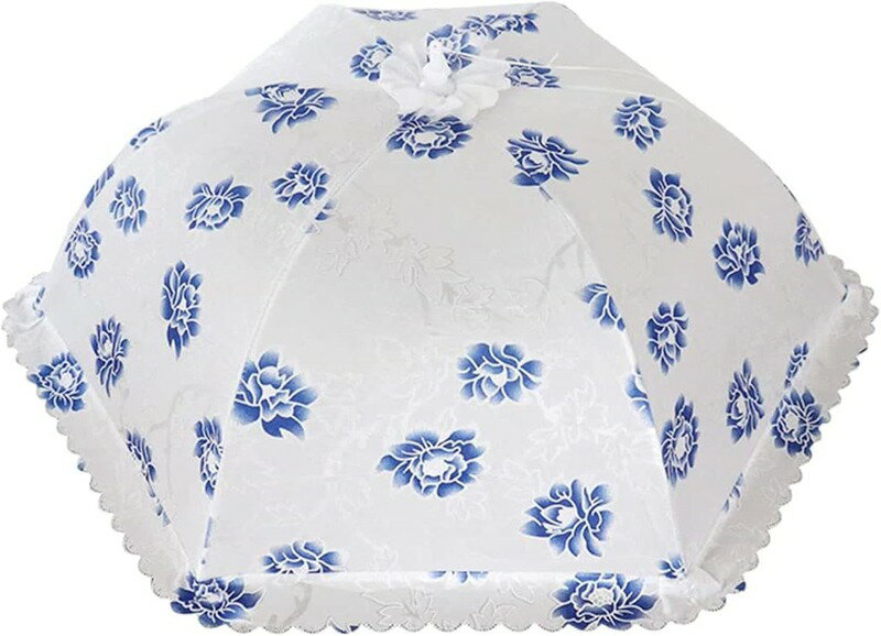 フードカバー 食卓カバー 大きい 折りたたみ式 洗える おしゃれ 青い牡丹 埃よけ 虫よけ 収納便利