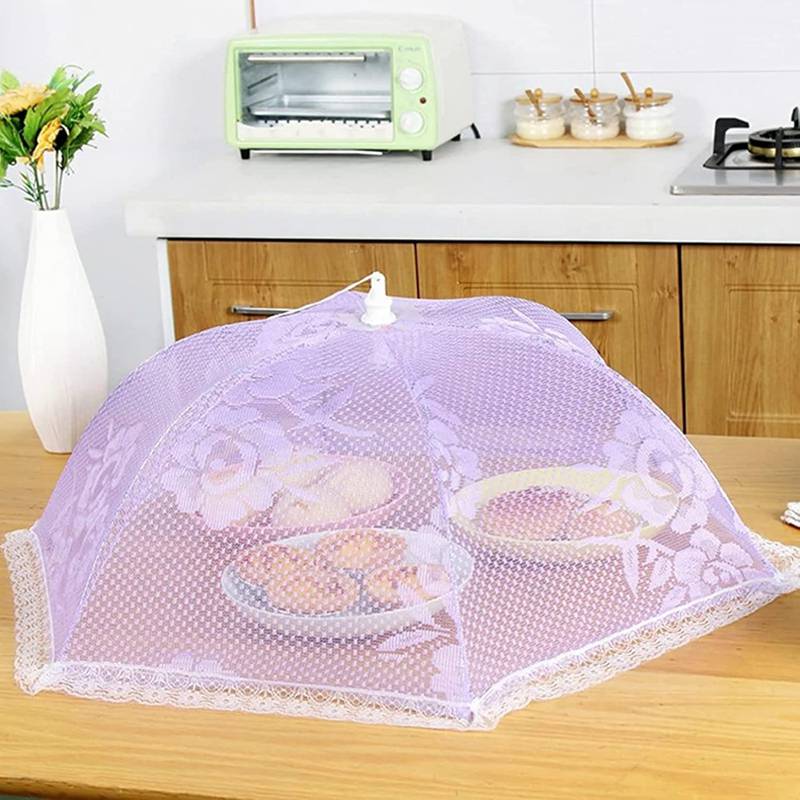 フードカバー 食卓カバー 66.5cm 大きい 2枚入り メッシュ レース 刺繍 可愛い 折り畳み 北欧 おしゃれ..