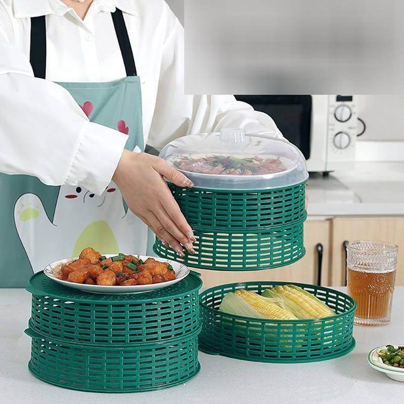 フードカバー 食卓カバー 保温 キッチンカバー おしゃれ 虫よけ 防塵通気性 便利 多層 透明 清潔易い 省スペース 重ね合わ可能 耐久性 ..