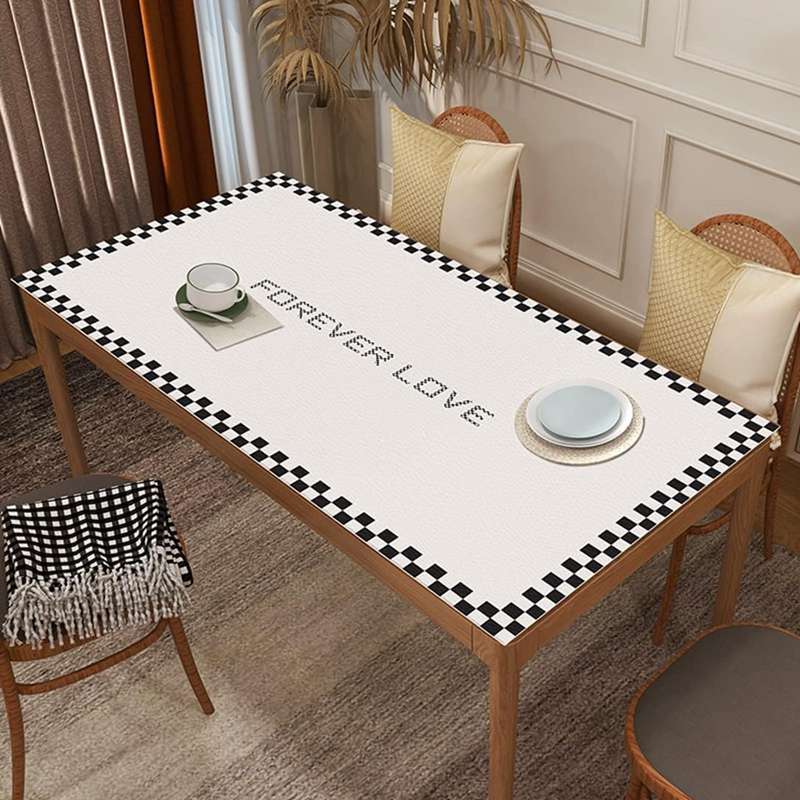 テーブルクロス おしゃれ PUレザー 食卓カバー 高級 チェッカーボード パターン 撥水加工 汚れ防止 防水 防油 上質 大きい テーブルマット モダン 北欧 インテリア 家庭用 キッチン ダイニング