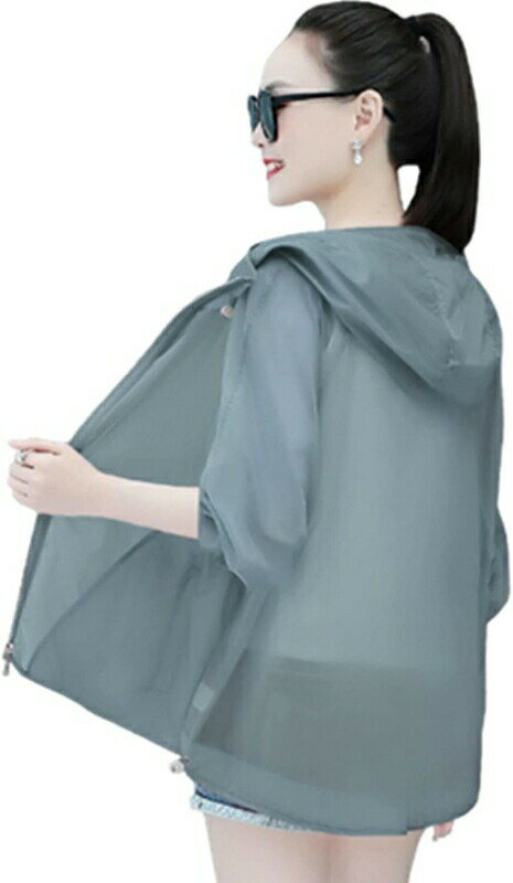 楽天kcreateラッシュパーカー フード付き 日焼け対策 レディース 夏パーカー 透け感 防風吸汗 アウター 涼しい 接触冷感 クール プルオーバー 着痩せ コンフォート お出かけ キャンパス 日常 シンプル 大人