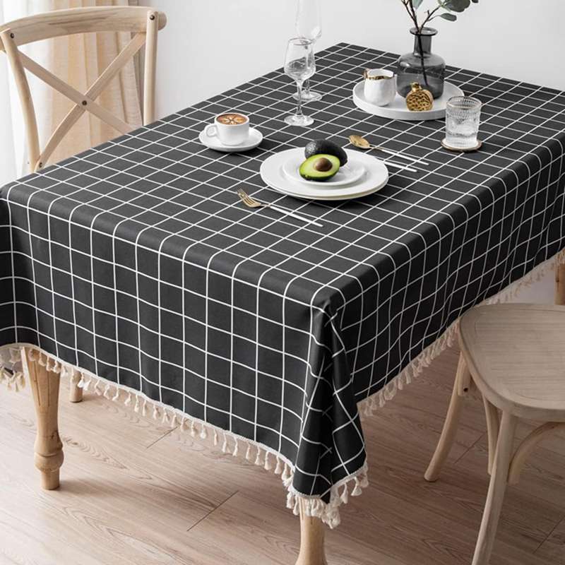 テーブルクロス リネン 食卓カバー おしゃれ 模様替え テーブルマット 綿麻 通気性 タッセル 高級 テー..