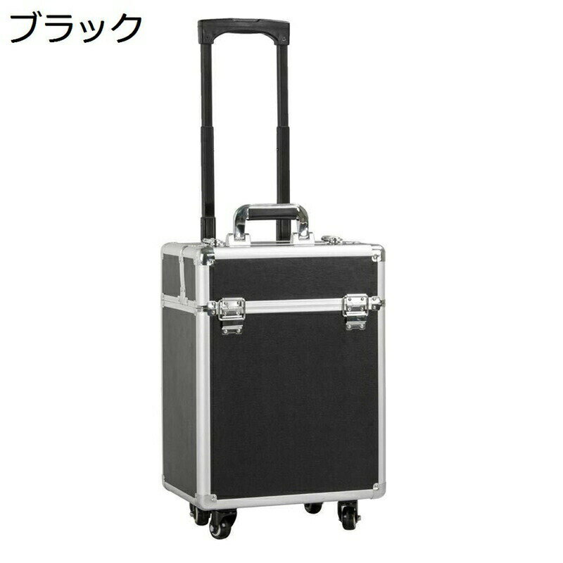 プロ用メイクボックス キャスター付き キャリーバッグ プロ 大容量 鍵付き 化粧ケース アルミ ハンドル付き 耐久性 便利 多機能 メイクアップ 化粧品収納 画材収納 美容師 出張 旅行用 ツール箱 贈り物