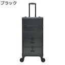 メイクボックス キャスター付き トロリー キャスター付き化粧ケース 業務用 大容量 業務用化粧ケース アルミ ハンドル付き お手入れも簡単 メイク用 化粧道具入れ 絵の具 美容師 出張 旅行用 おしゃれ