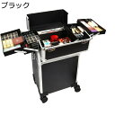 メイクキャリーケース 大容量 メイクケース キャスター付き 3層 3in1 取外し輪 キャリーボックス アルミ プロ ハンドル付き 宝石箱 化粧道具入れ 使用便利 キャリングケース 出張 旅行用 おしゃれ