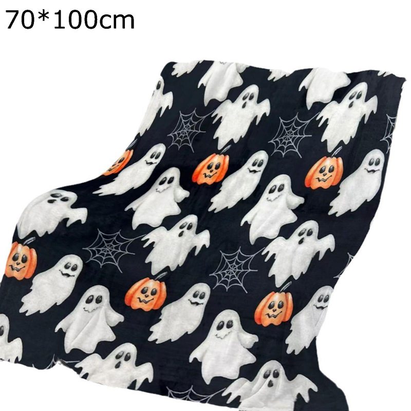ハーフブランケット 幽霊 カボチャ ハロウィンプリント 膝掛け もこもこ 毛布 冬 肩掛け 暖かい毛布 フ..