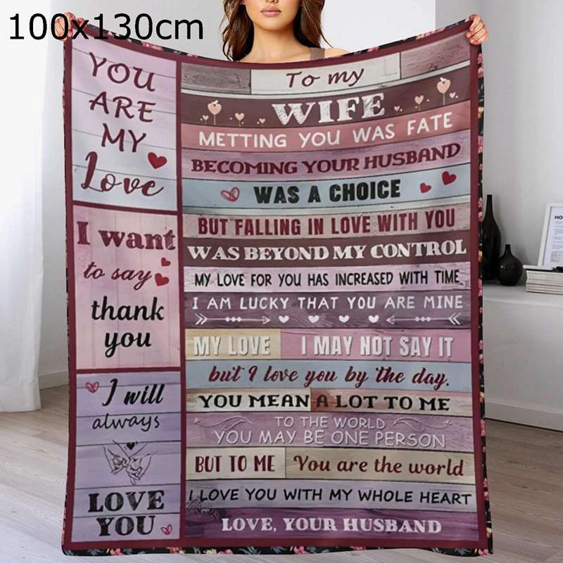 膝掛け 毛布 妻へのメッセージ プリント もうふ ふわふわ もこもこ毛布 英字 ブランケット 温かい毛布 ..