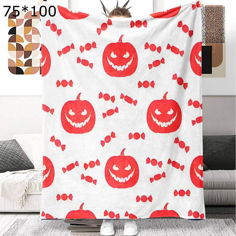 ハーフケット ハロウィン カボチャ 毛布 Halloween プリント ブランケット あったか オシャレ ふわふわ ひざ掛け 掛け毛布 もうふ フランネル 四季適用 マイクロファイバー 一年中適用 お昼寝毛布 キャンプ
