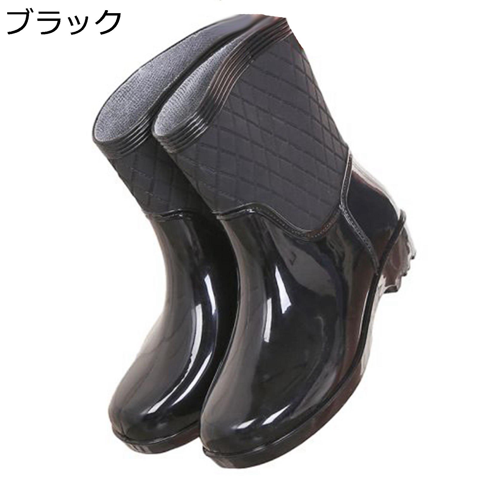 レインブーツ レディース ミドル丈 ミドルブーツ レインシューズ ローヒール スリッポン 雨用 台風でも対応 エナメル 雪の日 生活防水 釣り 作業用 農作業 花見 泥避 PVCソール 春夏秋 無地