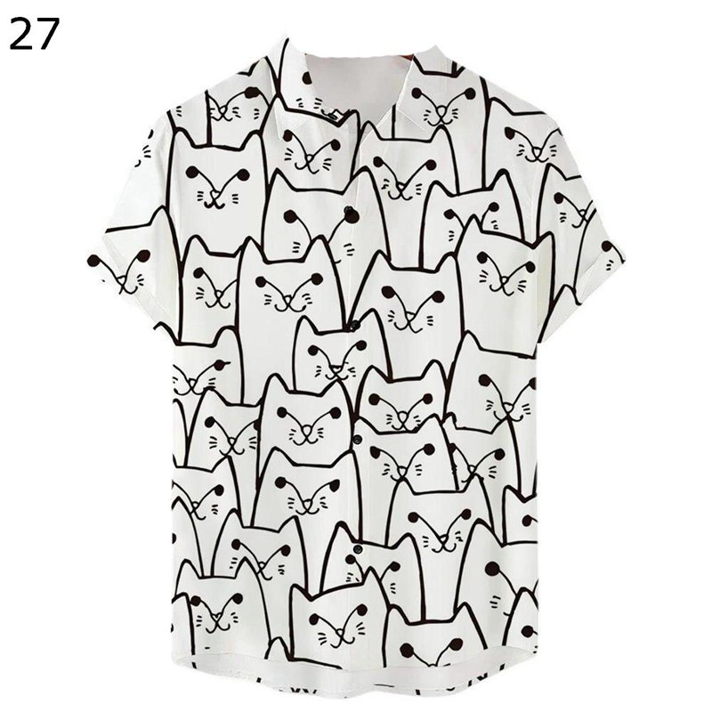 アロハシャツ メンズ シャツ 半袖 夏服 3D 動物柄 プリント 可愛い カジュアル 薄い 耐摩耗 通気 軽量 ..