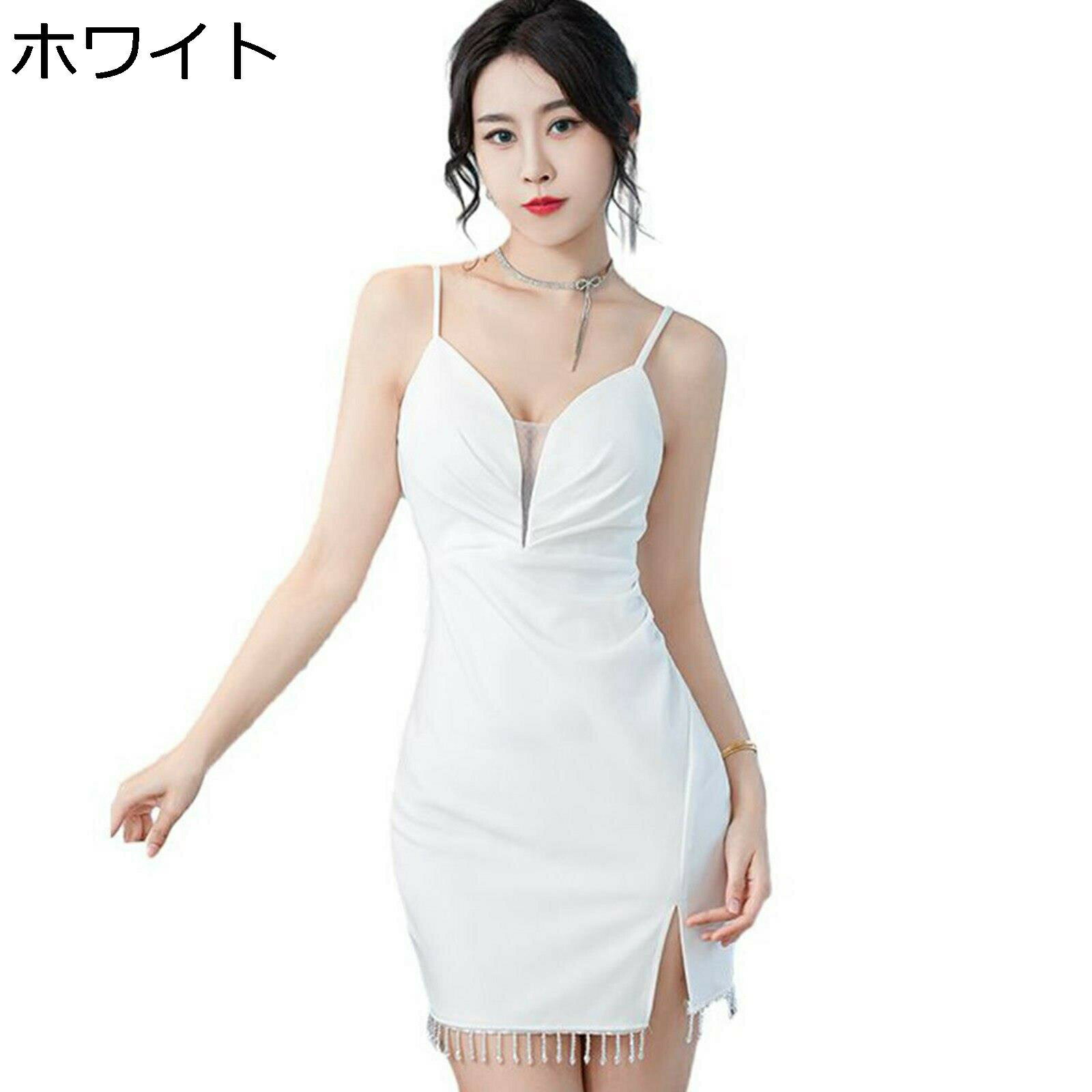 タイトワンピース 吊りスカート ミニドレス ひざ丈 カシュクール クラブドレス vネック 着痩せ フリンジ セクシー レディース 春夏 デコルテ ハイウエスト スリム キャバ嬢 クラブ パーティ