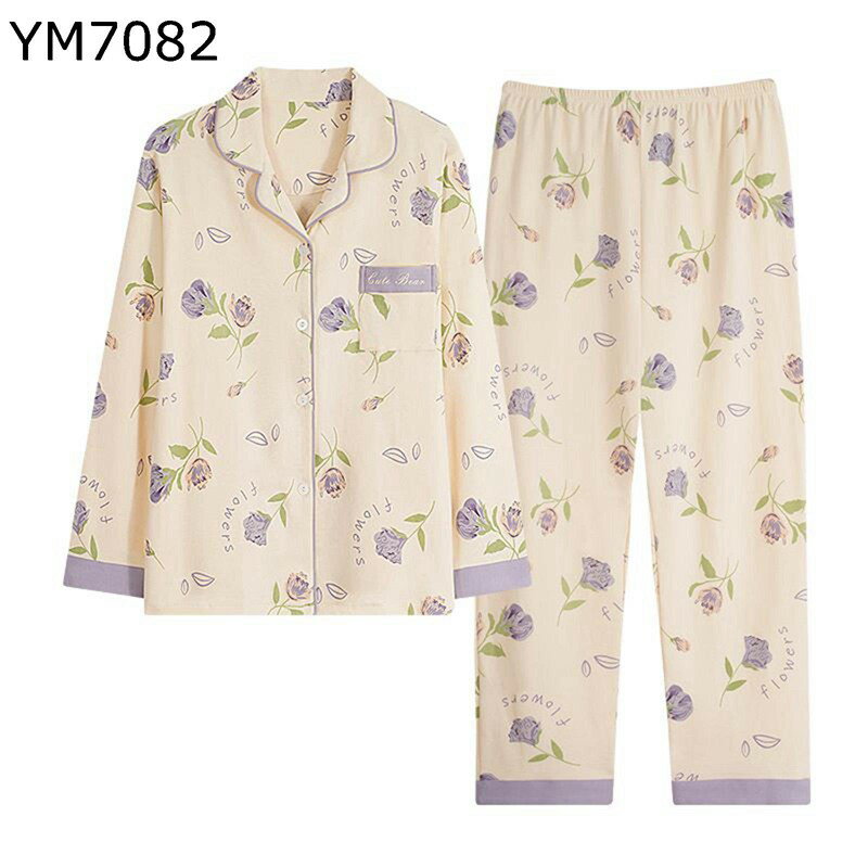 春秋 レディース パジャマ ルームウェア コットン 薄手 気持ち良い 長袖 長ズボン 上下セット カジュアル 2点セット 部屋着 寝巻き ナイトウェア 通気 吸湿 大きいサイズ ホテル 旅行