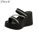 ウェッジサンダル ビーサン ミュール レディース サボ スパンコール 10cm身長アップ 夏用 厚底靴 外出スリッパ 前開き カジュアルシューズ 美脚 細見え ...