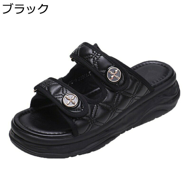 厚底サンダル レディース ミュール ビーサン ビーチサンダル 黒 白 簡約 外出スリッパ 室外用 夏用 カ..