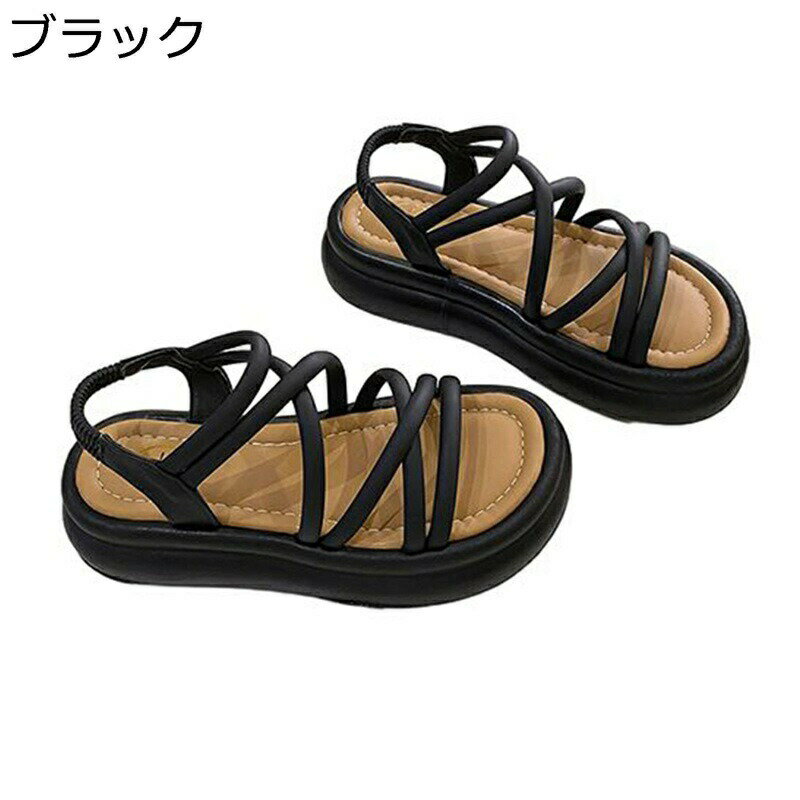 レディース 厚底サンダル ストラップサンダル 夏靴 5cm身長UP ローマ風 ビーサン ビーチサンダル プラットフォーム 歩きやすい 涼しい 柔らかい 女性 細見え カジュアル トレンド 涼しい