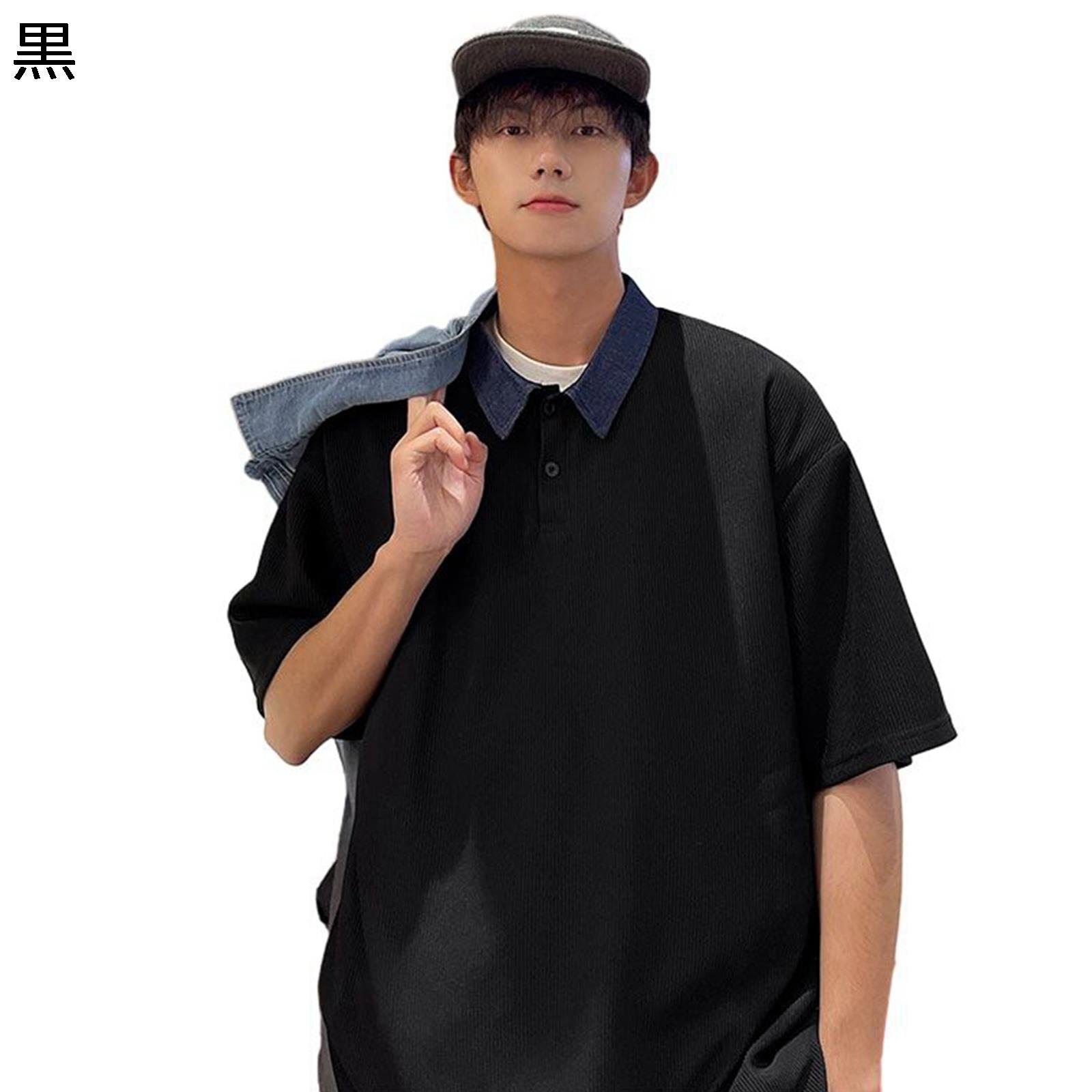 メンズ ポロシャツ 半袖 夏 ボタンダウン 7分袖 tシャツ 折り襟 スポーツシャツ トレーニングウェア メ..