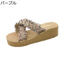 ウェッジミュール クロスストラップ サンダル スリッパ サボ レディース 5cm ボヘミアン風 エスニック ハイヒール ウェッジソール 厚底靴 細身 可愛い シ...