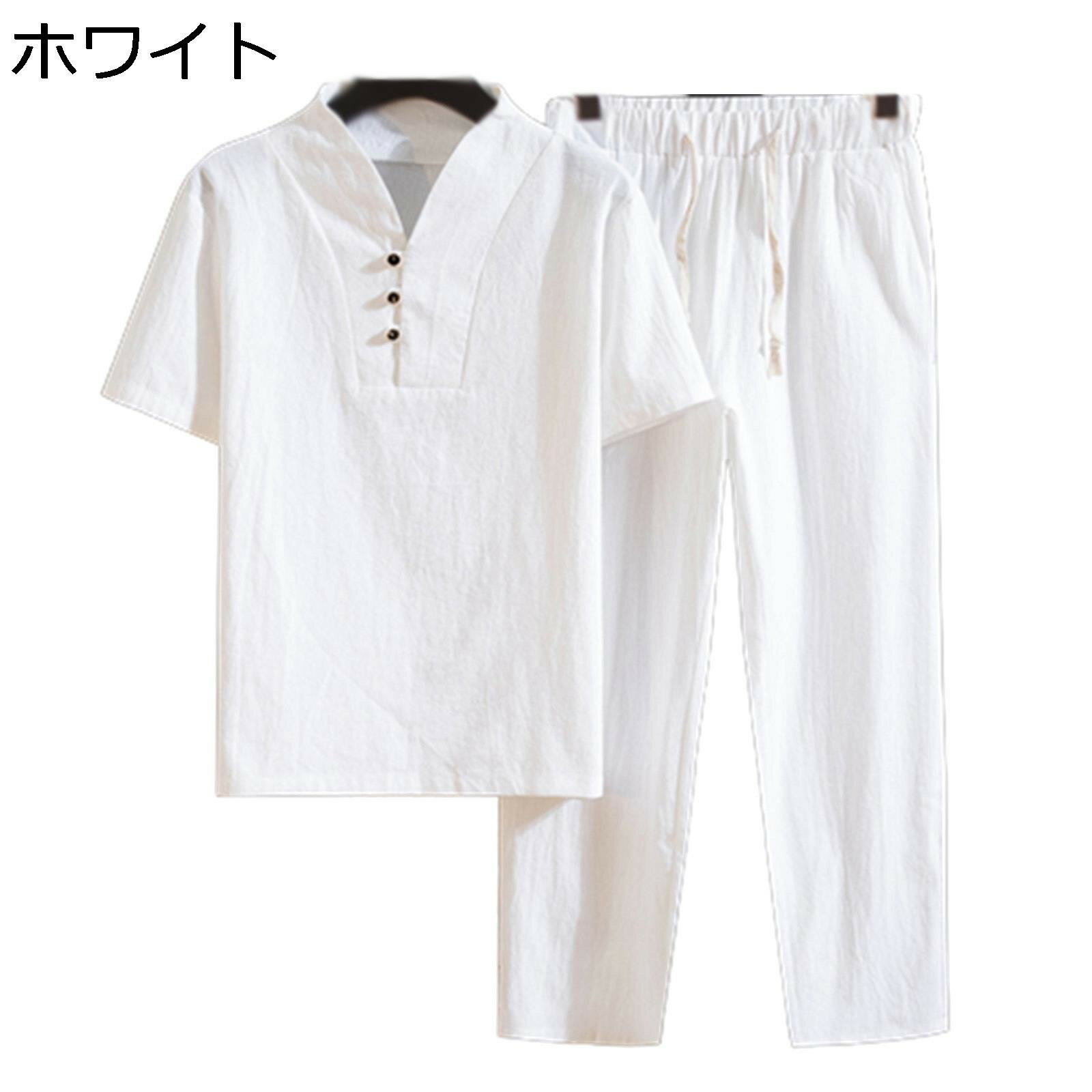 tシャツ メンズ 唐装 漢服 夏服 半袖 薄い 軽い 大きいサイズ 茶師服 禅 通気性 チャイナ風 上下セット カジュアル 無地 吸汗速乾 汗染み防止 調整紐 ...