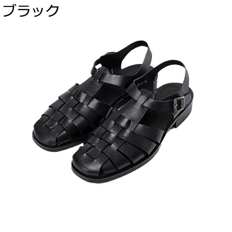 レザー編み込み グラディエーターサンダル メンズ カジュアル ビーチサンダル 本革サンダル おしゃれ フラット 滑り止め 耐久性 通気性 ドライバーズシューズ 夏用 レトロ 個性 男性用